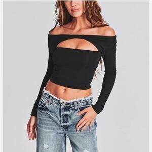 Seroya Artemis Long Sleeve Top Twist Cut Out Black XS